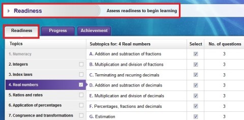 assesson-004 A readiness assessment for real numbers in assessON Maths Quest 8 for Australian Curriculum
